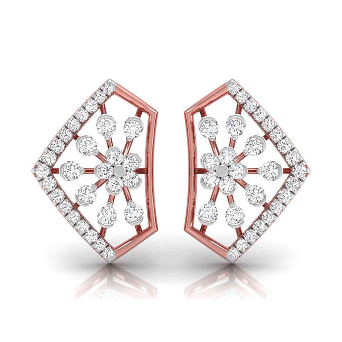 floral cluster diamond stud earrings in rose gold