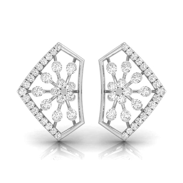 floral cluster diamond stud earrings in white gold