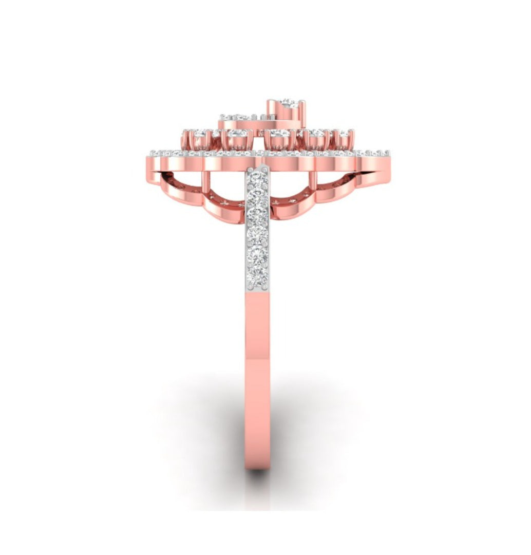 0.35 ct floral halo lab grown diamond rose gold ring 
