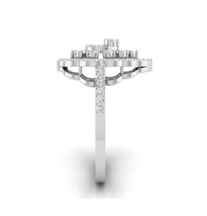 floral halo lab grown diamond white gold ring