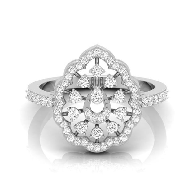 floral halo lab grown diamond white gold ring