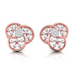 floral round diamond stud earrings in rose gold