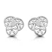 floral round diamond stud earrings in white gold