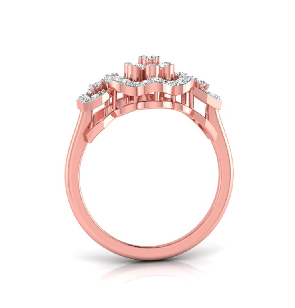floral prong cluster diamond ring in rose gold