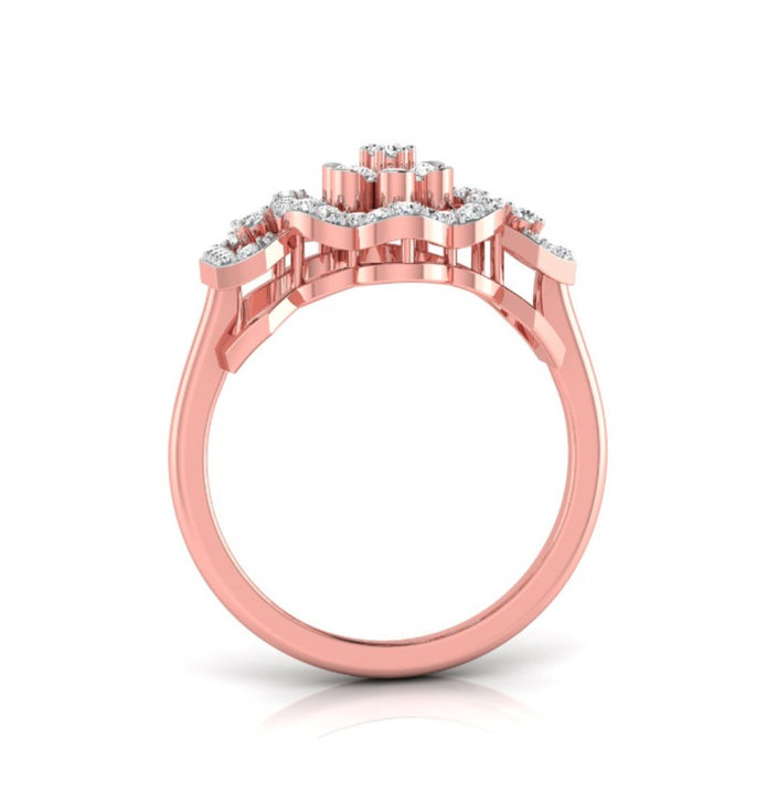 floral prong cluster diamond ring in rose gold