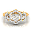 floral prong cluster diamond ring in yellow gold