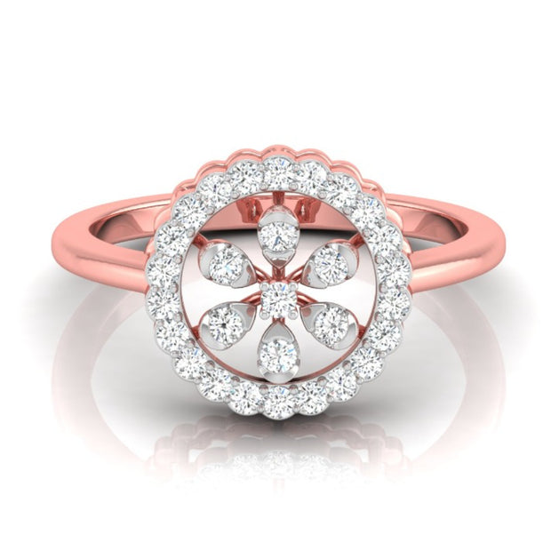Floral Round Cut Halo Lab-Grown Diamond Rose Gold Ring