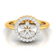 Floral Round Cut Halo Lab-Grown Diamond Yellow Gold Ring