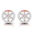 floral round diamond stud earrings in rose gold