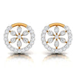 floral round diamond stud earrings in yellow gold