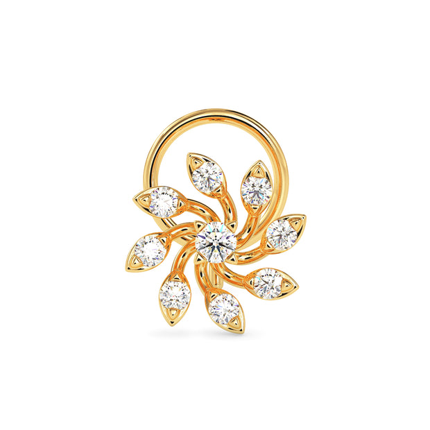 floral spiral lab-grown diamond nosepin in yellow gold