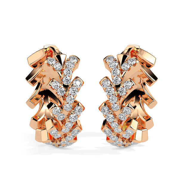floral vine diamond hoop earrings in rose gold