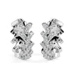 floral vine diamond hoop earrings in white gold