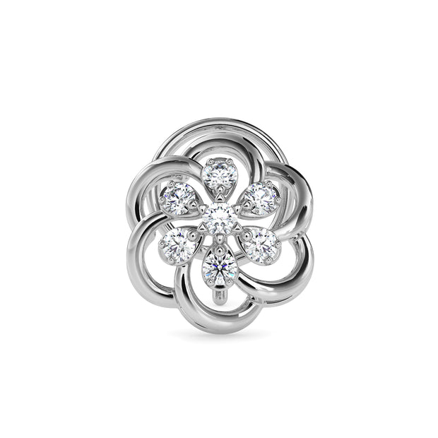 flower design lab-grown diamond nosepin in white gold