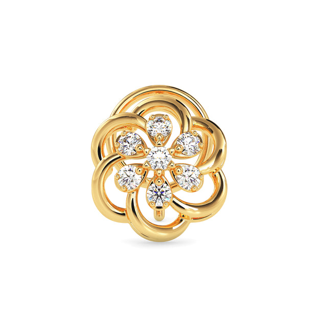 flower design lab-grown diamond nosepin in yellow gold
