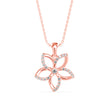 flower shape prong diamond pendant necklace in rose gold