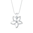 flower shape prong diamond pendant necklace in white gold
