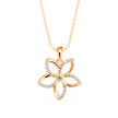 flower shape prong diamond pendant necklace in yellow gold