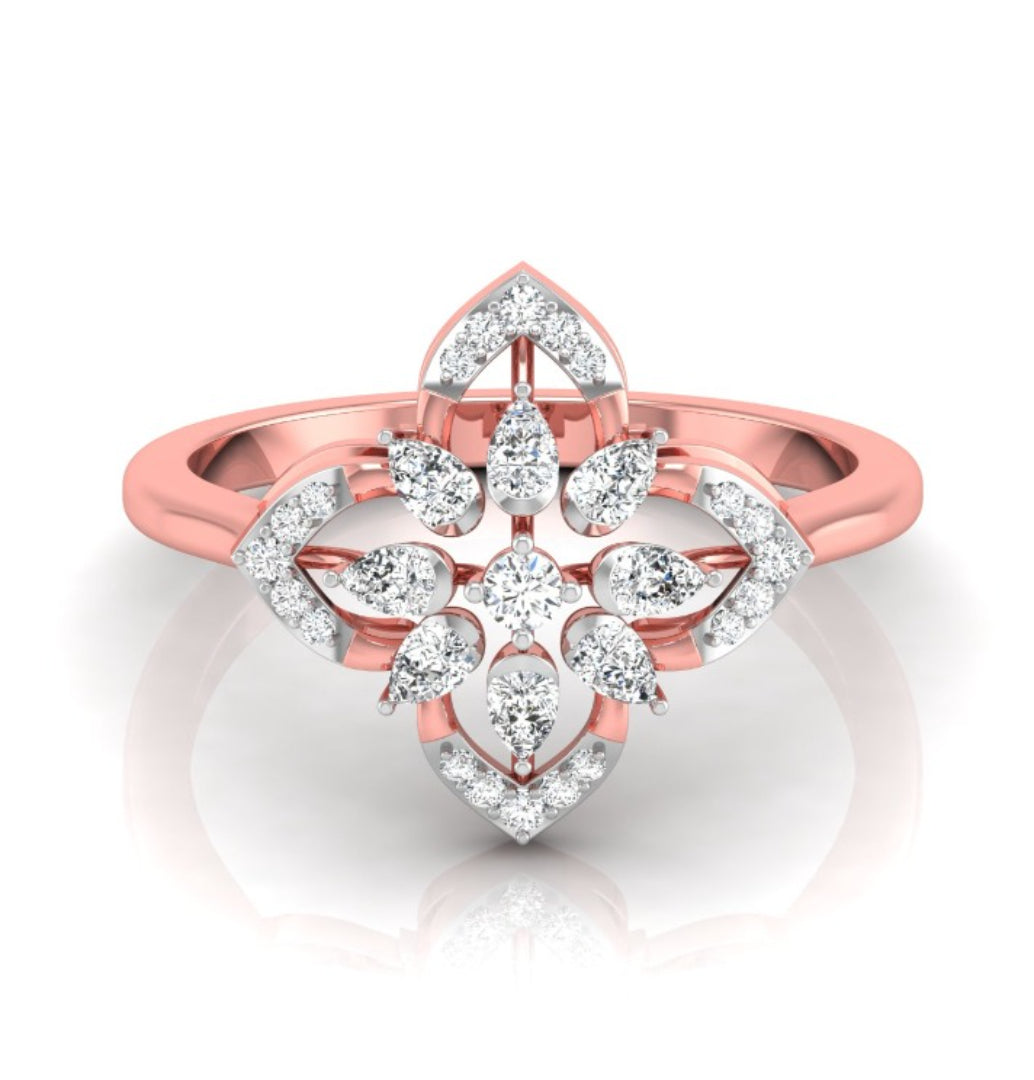 flower shape prong set lab-grown diamond ring rose gold