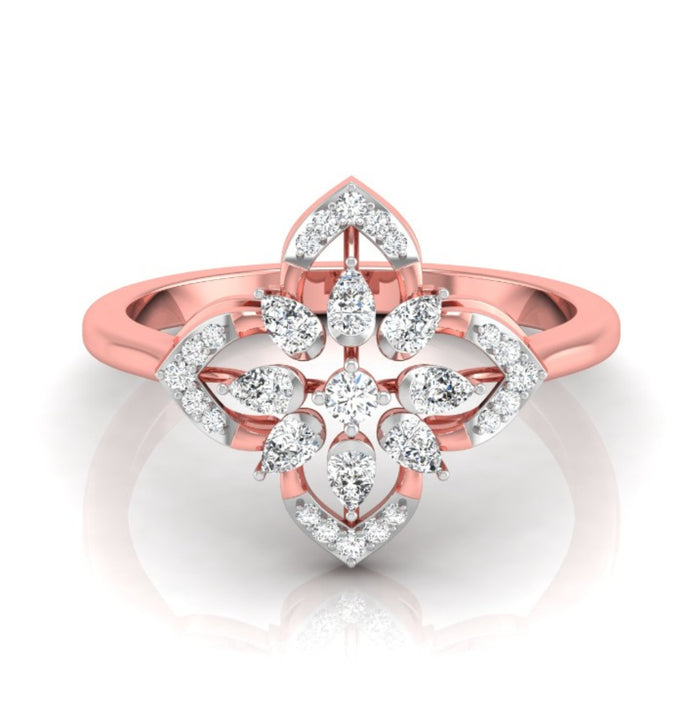 flower shape prong set lab-grown diamond ring rose gold
