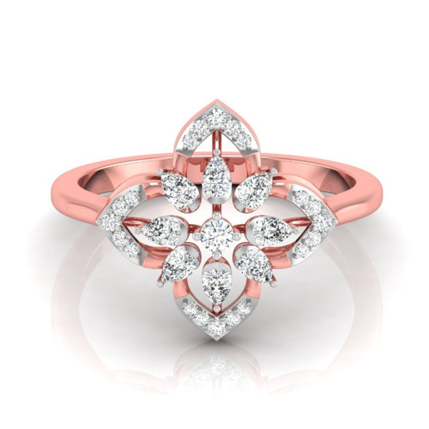 flower shape prong set lab-grown diamond ring rose gold