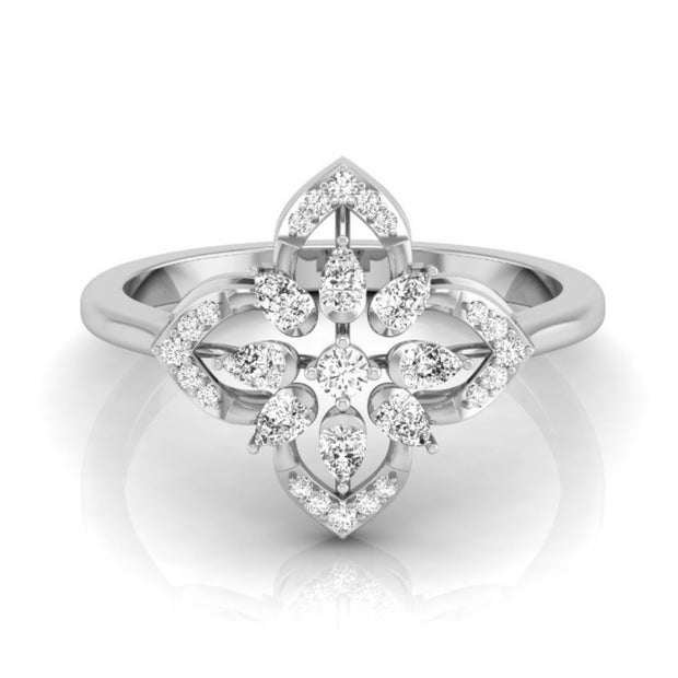 flower shape prong set lab-grown diamond ring white gold