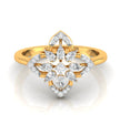 flower shape prong set lab-grown diamond ring yellow gold