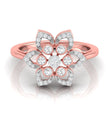 flower style prong set diamond ring in rose gold