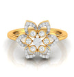 flower style prong set diamond ring in yellow gold