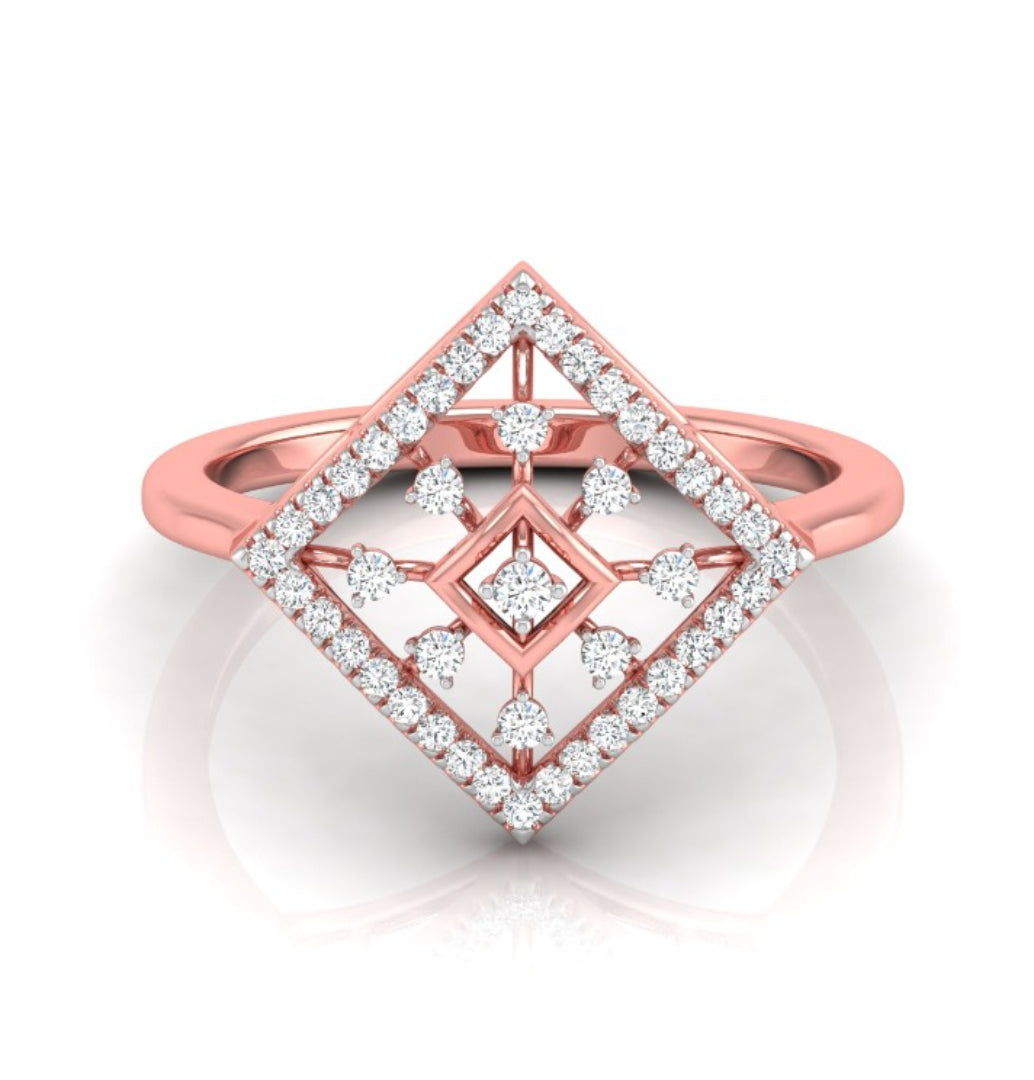 Geometric Round Cut Lab-Grown Diamond Rose Gold Ring