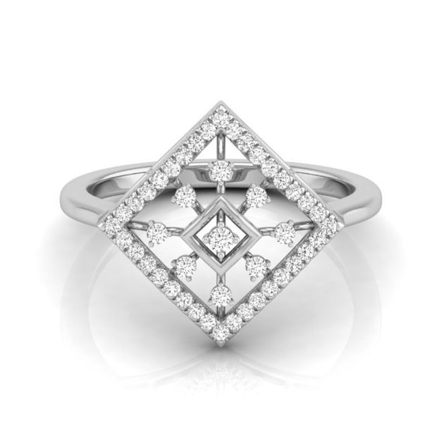 Geometric Round Cut Lab-Grown Diamond White Gold Ring