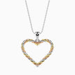 heart-shaped pendant necklace with gold and silver 