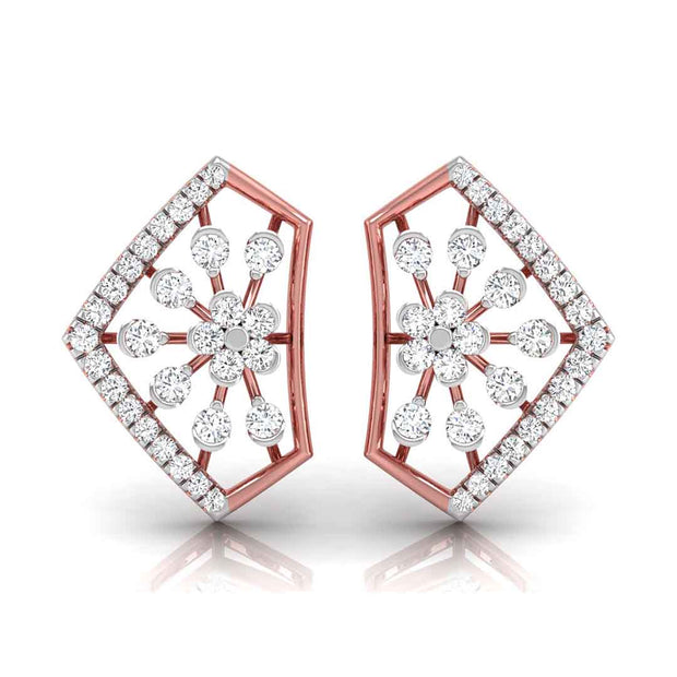 0.35Ct Floral Cluster Lab-Grown Diamond Gold Stud Earrings