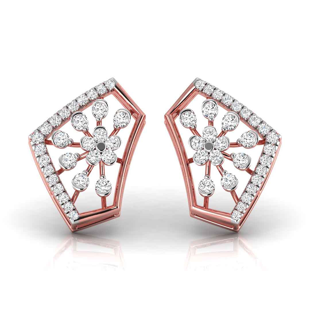 0.35Ct Floral Cluster Lab-Grown Diamond Gold Stud Earrings
