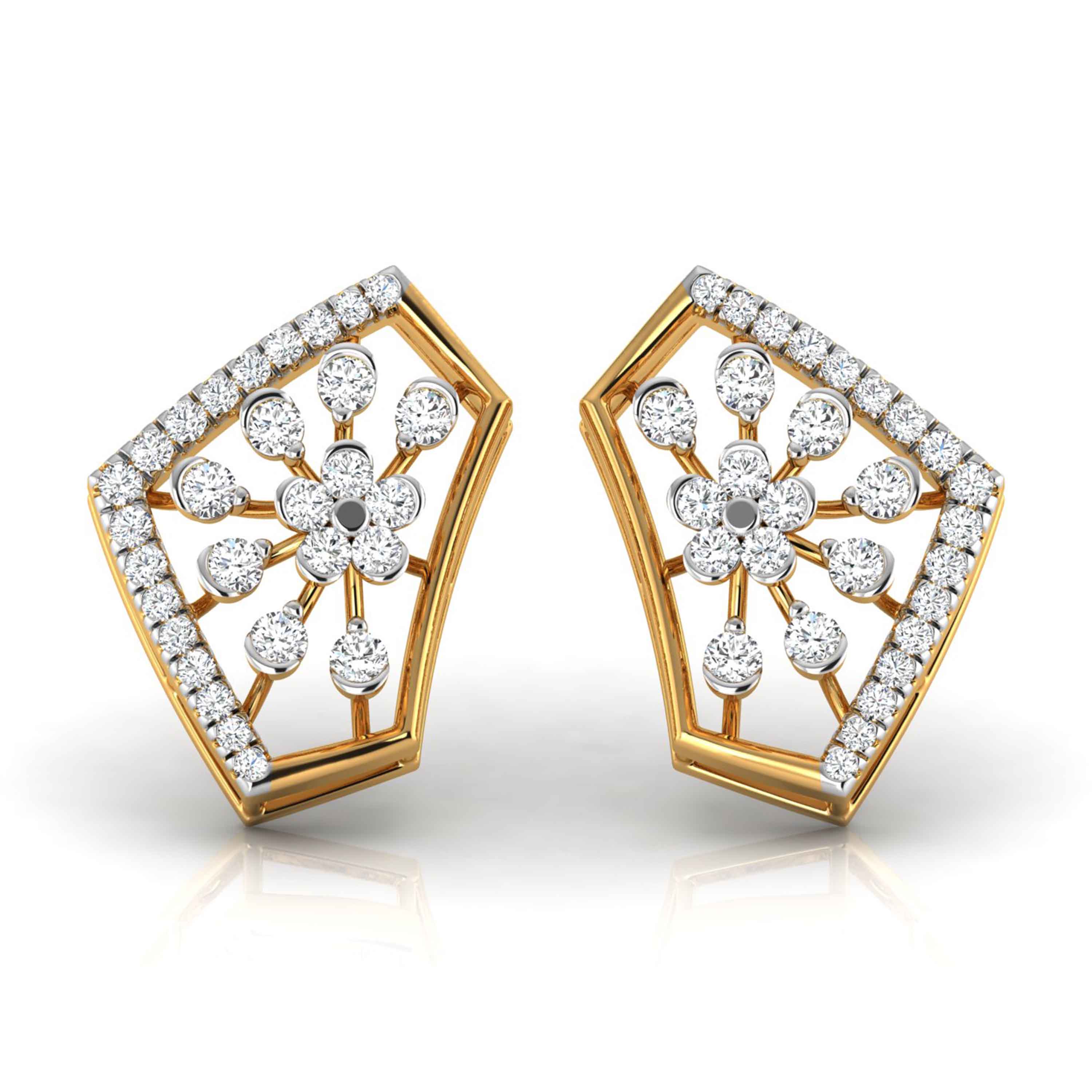 0.35Ct Floral Cluster Lab-Grown Diamond Gold Stud Earrings