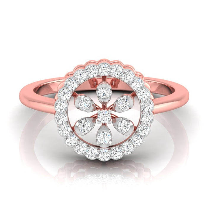 0.21Ct Floral Design Round Cut Halo Lab-Grown Diamond Ring