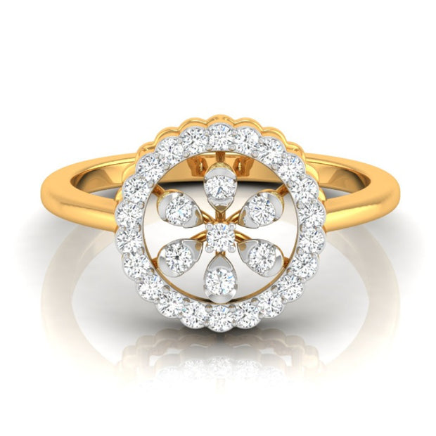 0.21Ct Floral Design Round Cut Halo Lab-Grown Diamond Ring