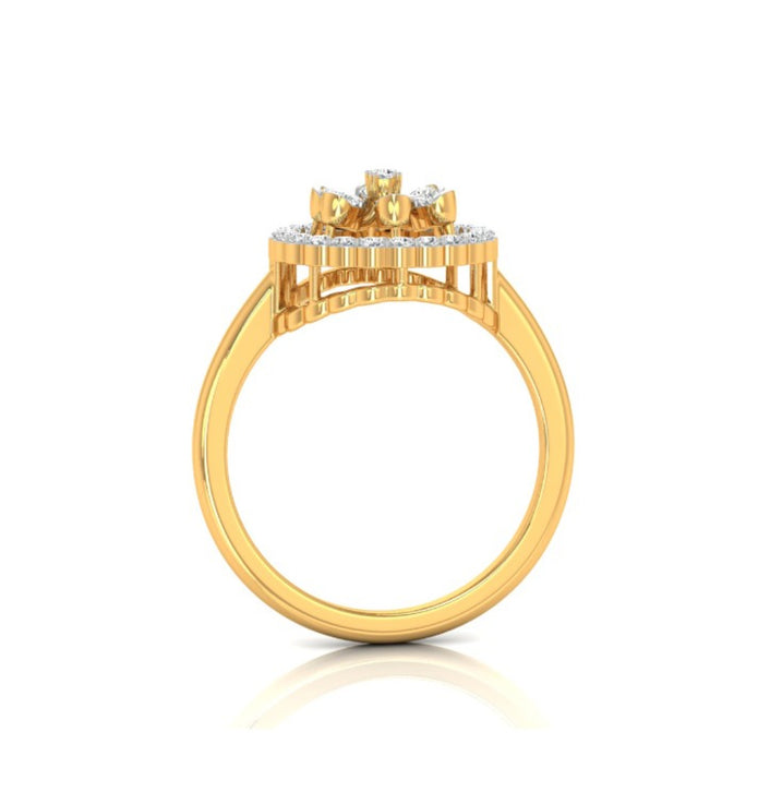 0.21Ct Floral Design Round Cut Halo Lab-Grown Diamond Ring