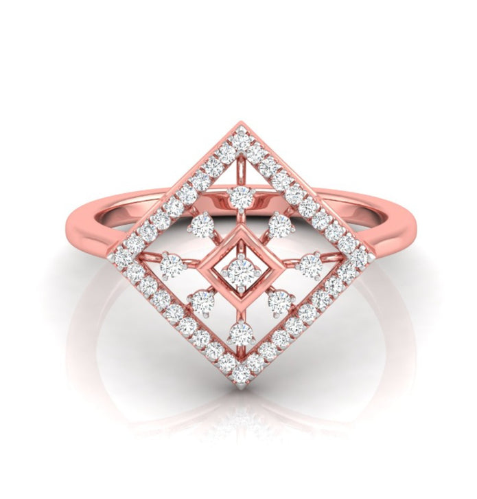 0.16Ct Geometric Design Round Cut Lab-Grown Diamond Ring