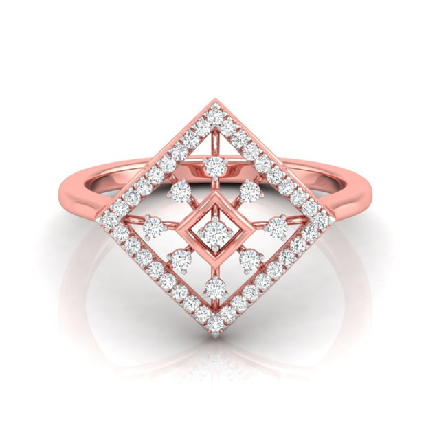 0.16Ct Geometric Design Round Cut Lab-Grown Diamond Ring