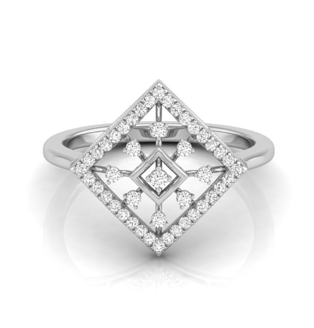 0.16Ct Geometric Design Round Cut Lab-Grown Diamond Ring
