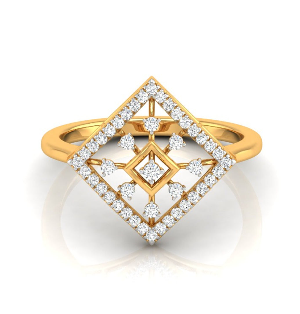 0.16Ct Geometric Design Round Cut Lab-Grown Diamond Ring