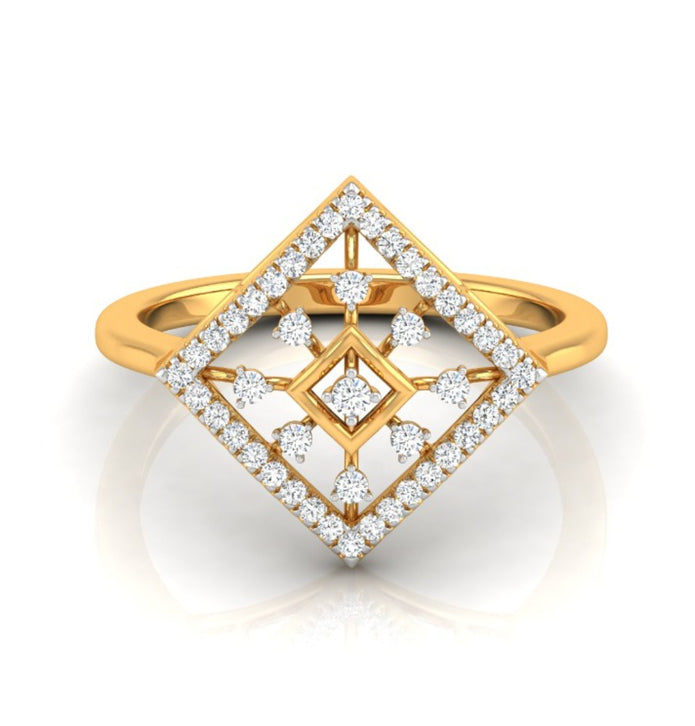 0.16Ct Geometric Design Round Cut Lab-Grown Diamond Ring