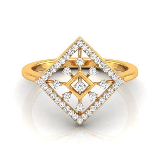 0.16Ct Geometric Design Round Cut Lab-Grown Diamond Ring