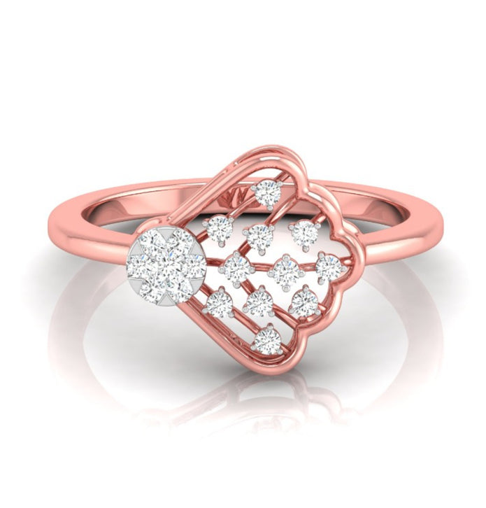0.12Ct Fan-Shaped Design Round Cut Lab-Grown Diamond Ring