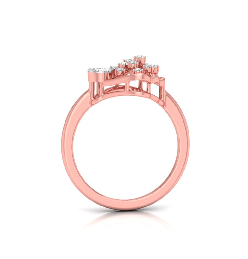 0.12Ct Fan-Shaped Design Round Cut Lab-Grown Diamond Ring