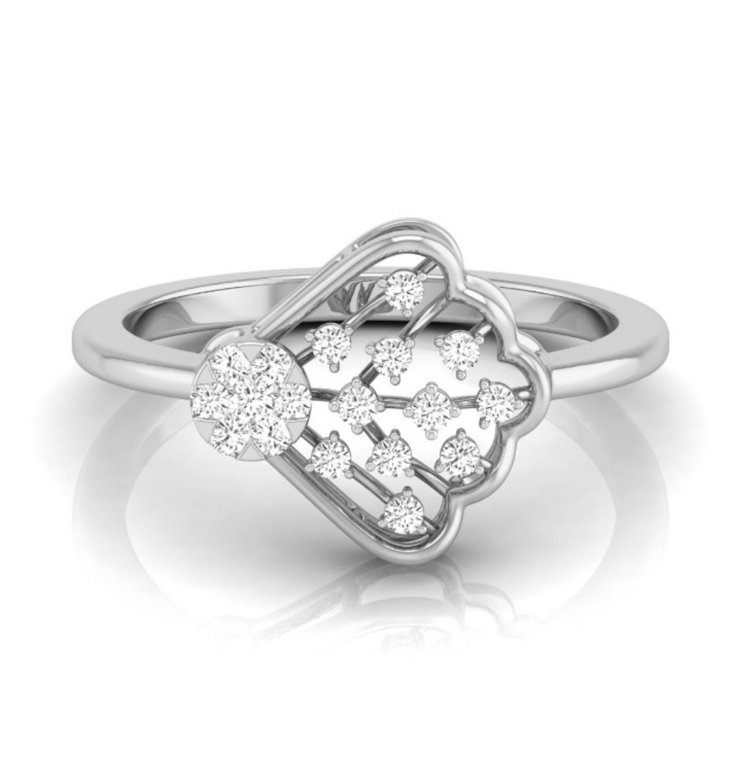 0.12Ct Fan-Shaped Design Round Cut Lab-Grown Diamond Ring