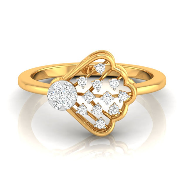0.12Ct Fan-Shaped Design Round Cut Lab-Grown Diamond Ring