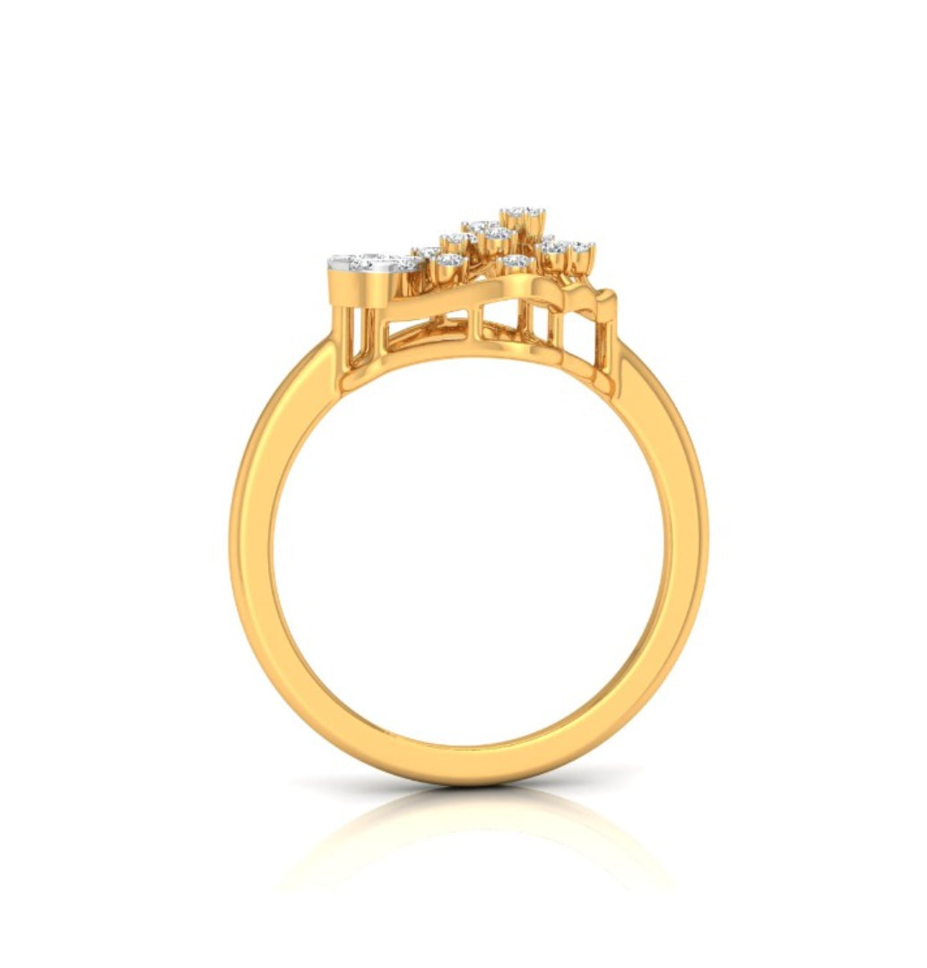 0.12Ct Fan-Shaped Design Round Cut Lab-Grown Diamond Ring