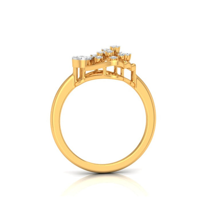 0.12Ct Fan-Shaped Design Round Cut Lab-Grown Diamond Ring